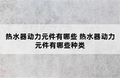 热水器动力元件有哪些 热水器动力元件有哪些种类